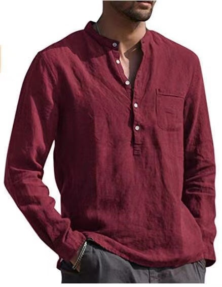 Men's Full Size Casual Button Down Long-Sleeve Work Spread Collar Shirt