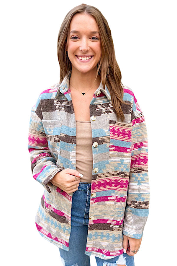 Sienna Multi Colored Western Shacket