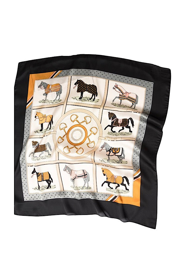 Black Equestrian Satin Scarf