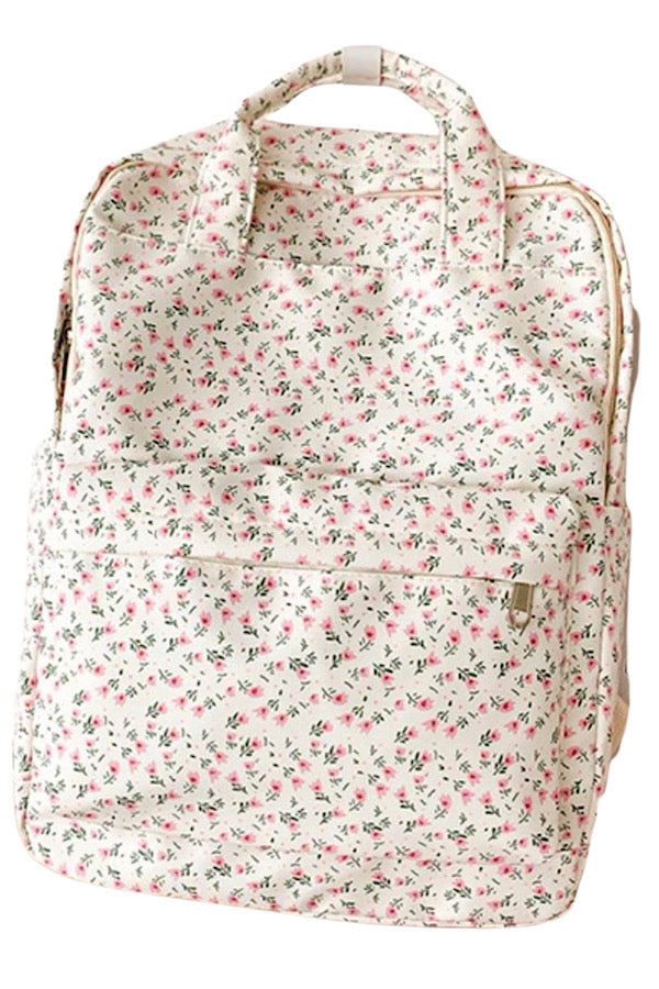 Tulip Floral Print Canvas Backpack