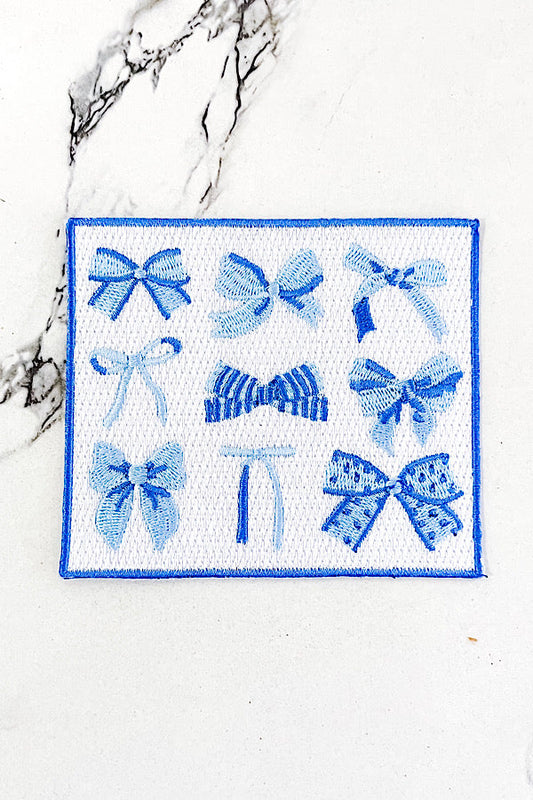 Blue Bows Embroidered Patch