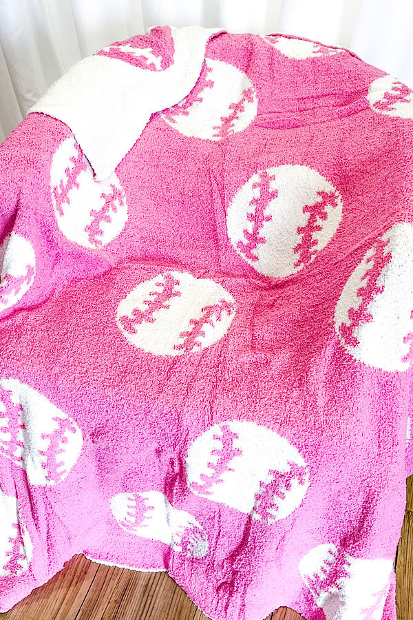 Pink Baseball Luxury Blanket Bundle