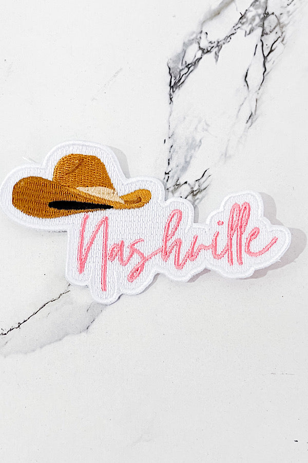 Pink Nashville Embroidered Patch