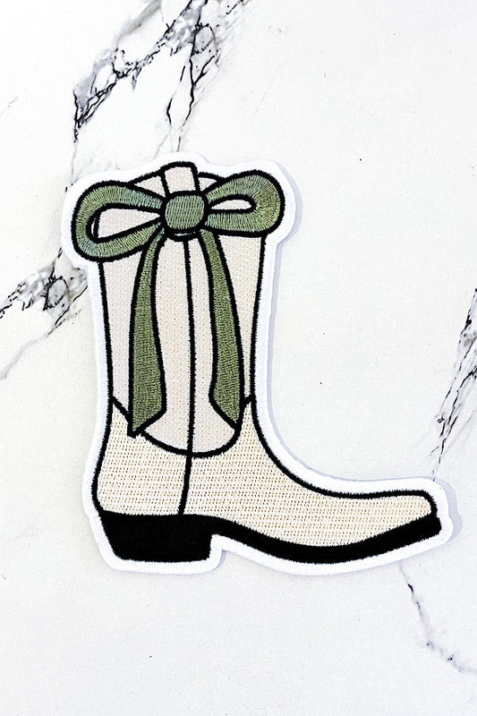 Large Boot & Bow Embroidered Patch