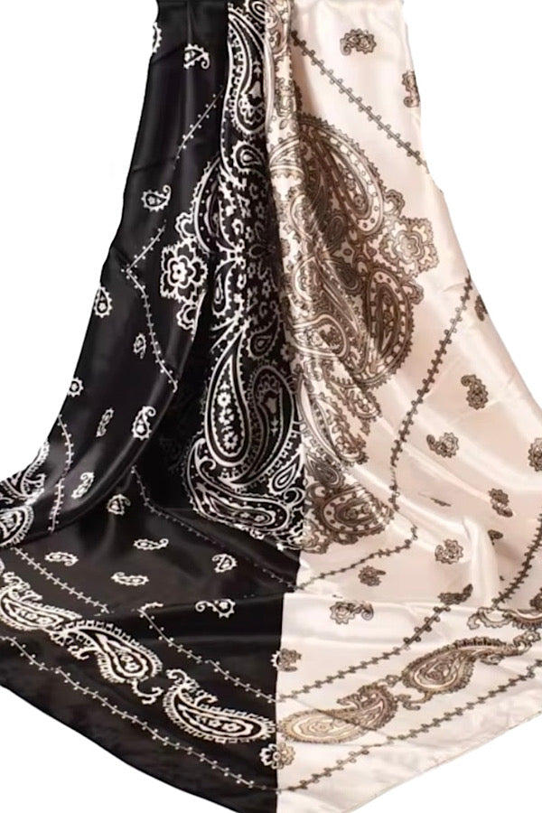 Black Brown Satin Bandana Scarf