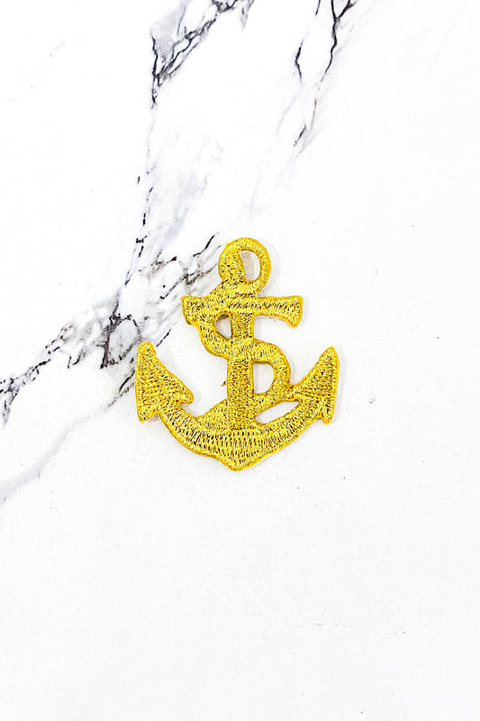 Gold Anchor Embroidered Patch
