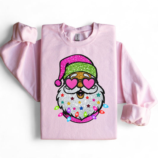 Glitter Santa Graphic Sweatshirt