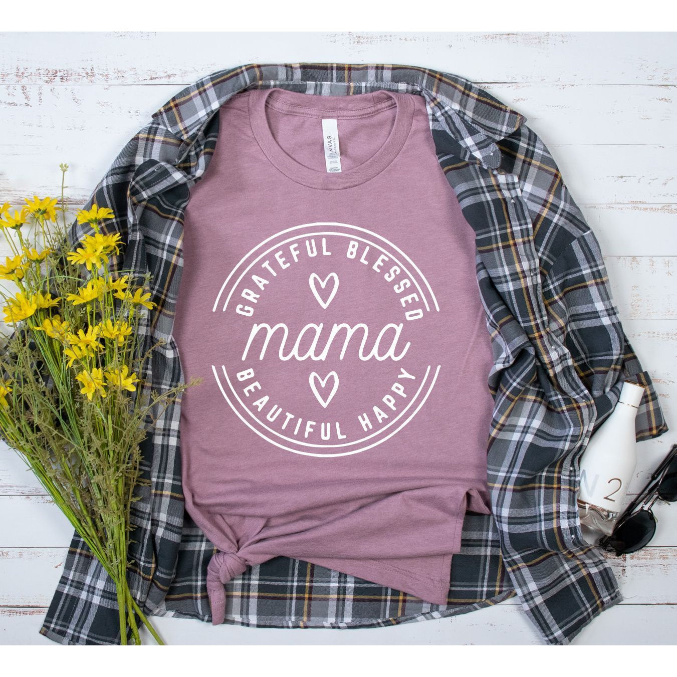 FULL SIZE Grateful Blessed Mama graphic tee