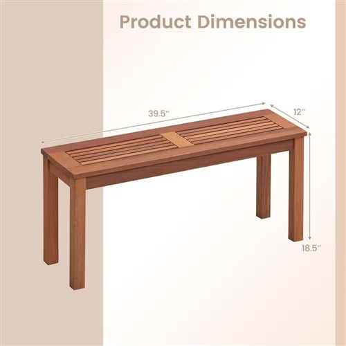 Solid Wood Outdoor 2-Seat Backless Garden Bench in Natural Finish