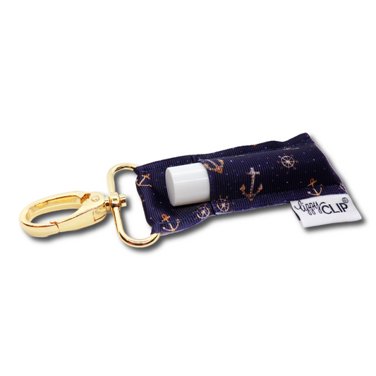 Navy and Gold Anchors LippyClip® Lip Balm Holder