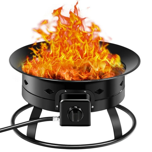 Environmentally Friendly Portable Outdoor Black Metal Propane Fire Pit with Cover and Carry Kit