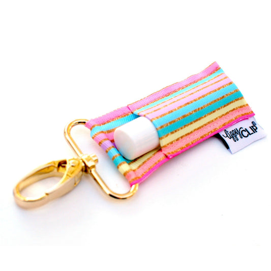 Pastel Gold Stripe LippyClip® Lip Balm Holder