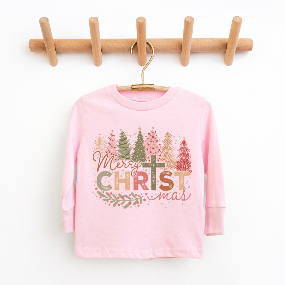 Merry Christmas Youth & Toddler Long Sleeve Graphic Tee SZ 2T-YXL