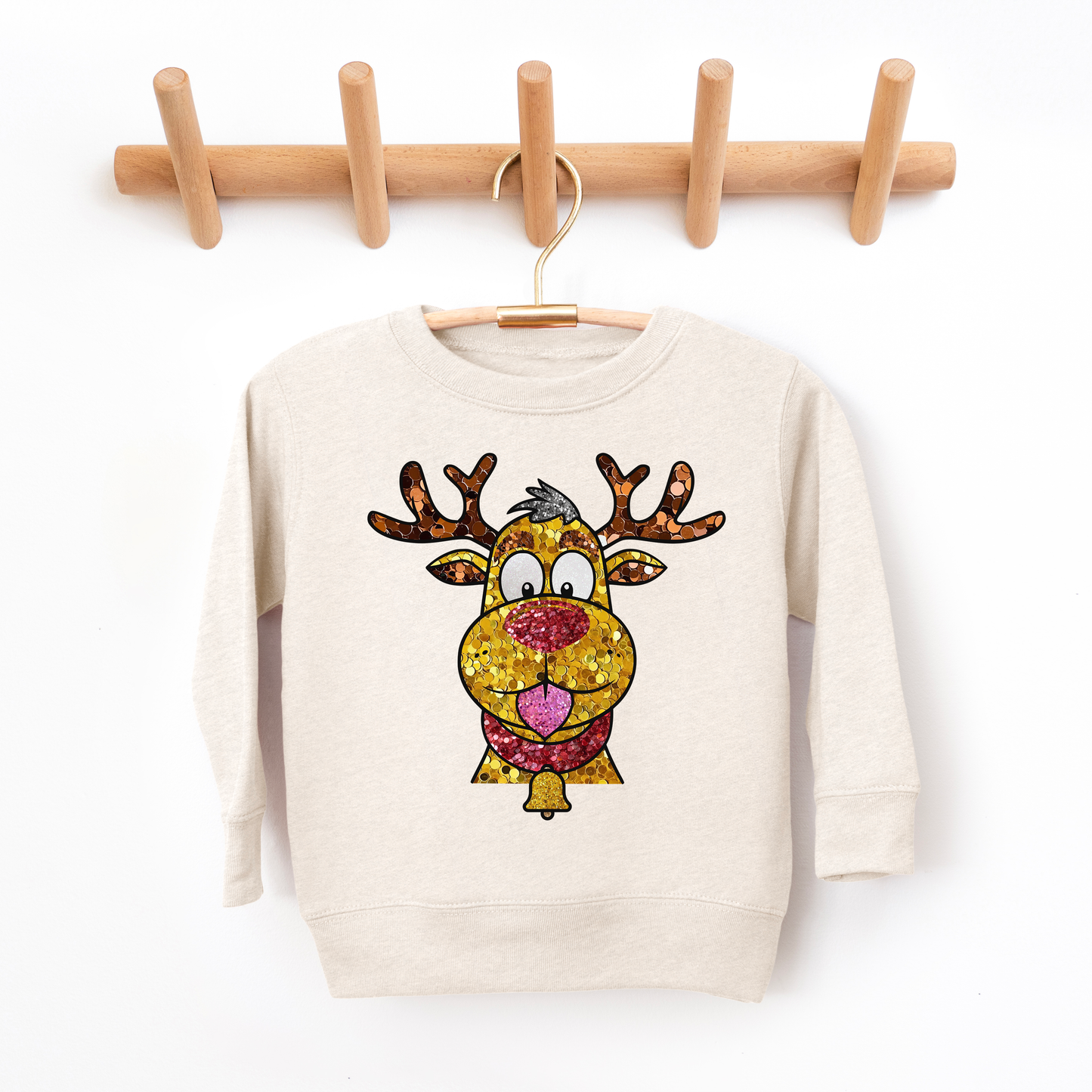 Glitter Reindeer Youth & Toddler Sweatshirt SZ 2T-YXL