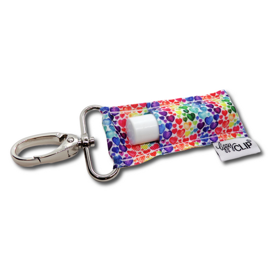 Rainbow Hearts LippyClip® Lip Balm Holder