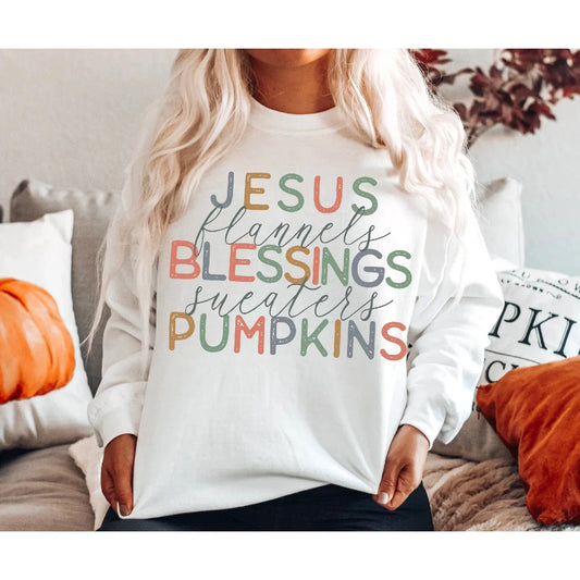 Full Size JESUS BLESSINGS AND PUMPKINS Sweatshirt