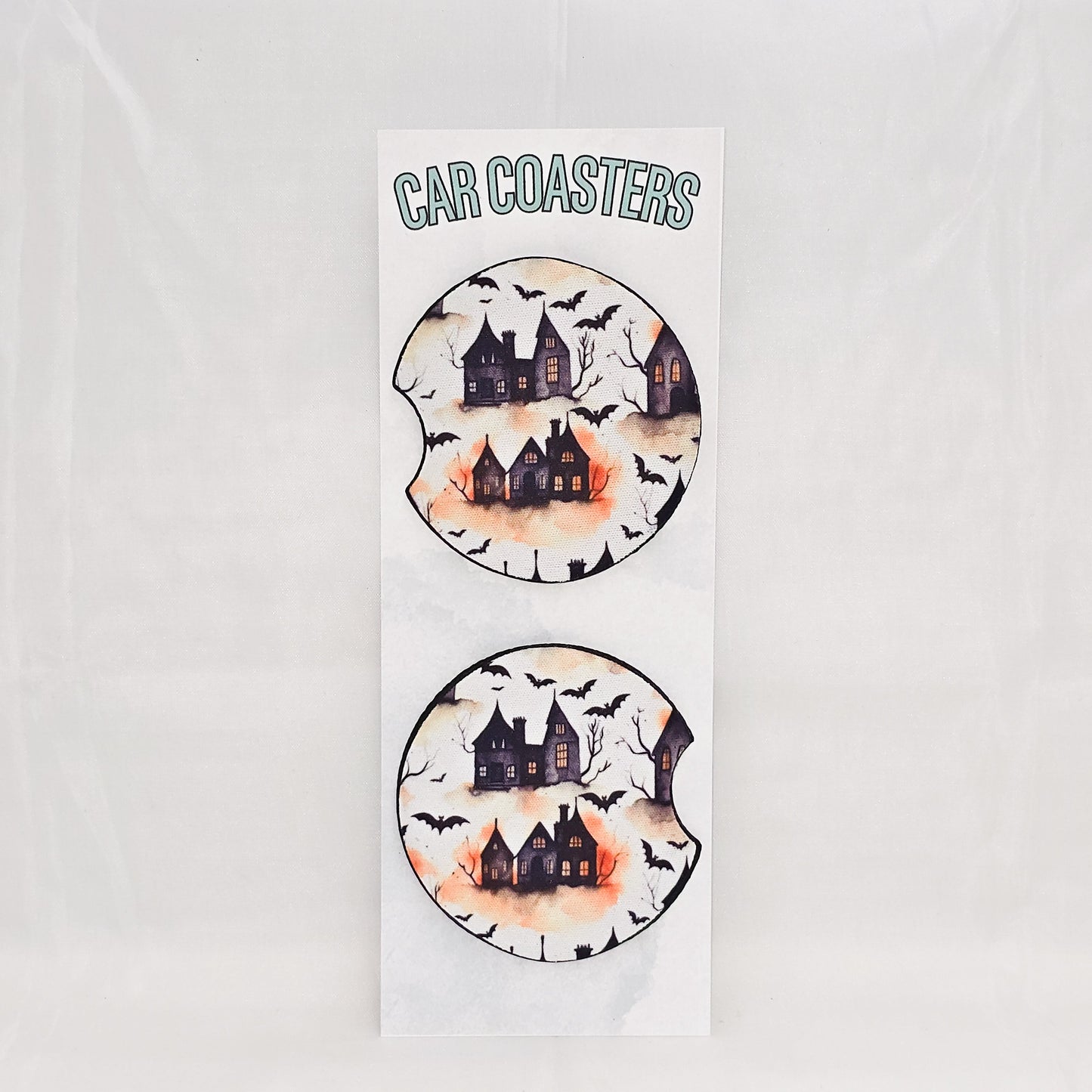 Haunted Hills Halloween Car Coasters