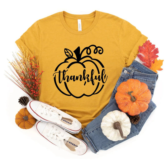 Full Size Thankful Pumpkin Graphic Tee with color options