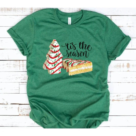 Full Size Tis the Season Christmas Tree Snack Cake GRAPHIC TEE