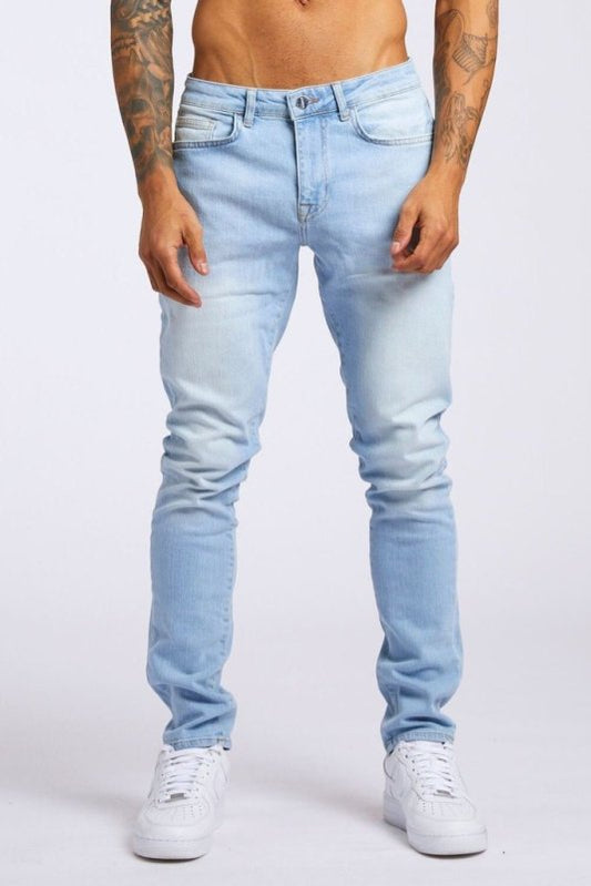 Men's ExtremeFit Marbled Wash Signature Stitchwork Slim-fit Straight-leg Jeans