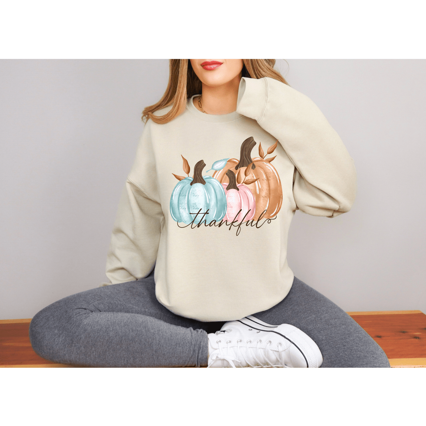 Full Size Thankful Pumpkin Sweatshirt