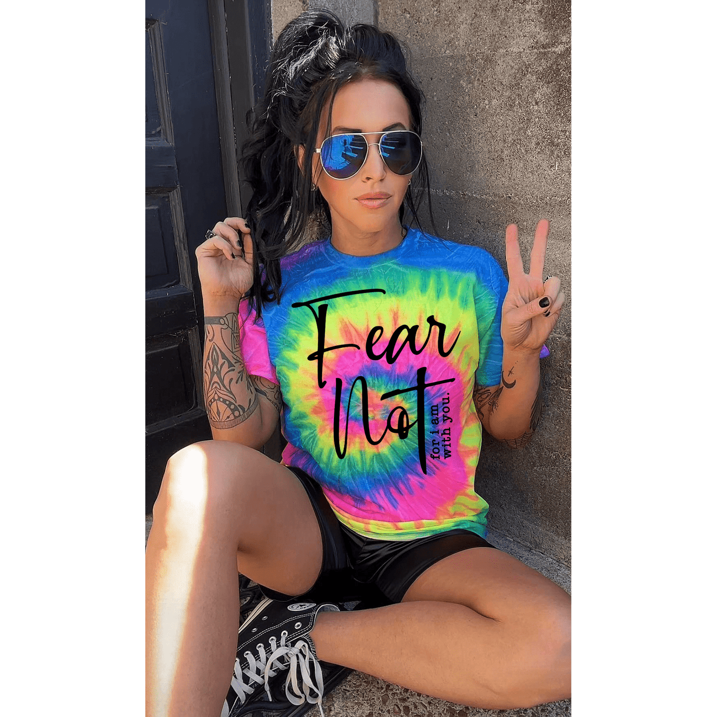 Full Size Fear Not Tie-dye Graphic Tee