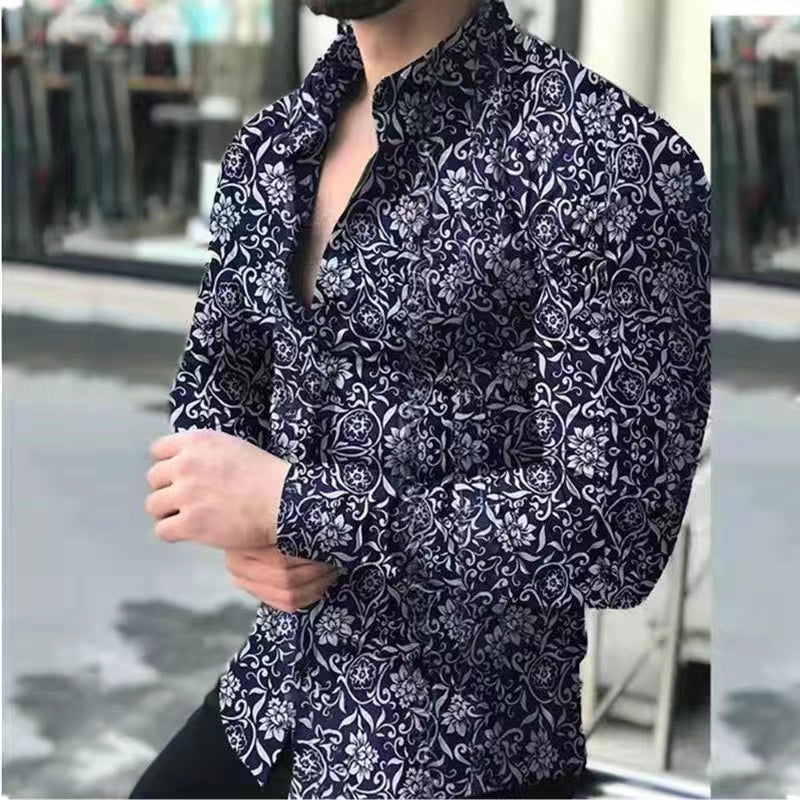 Men's Full Size Casual Shirt Button Down Long-Sleeve Work Shirt Spread Collar Shirt