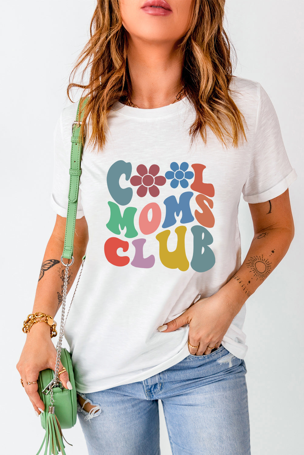 Full Size COOL MOMS CLUB Round Neck Short Sleeve T-Shirt