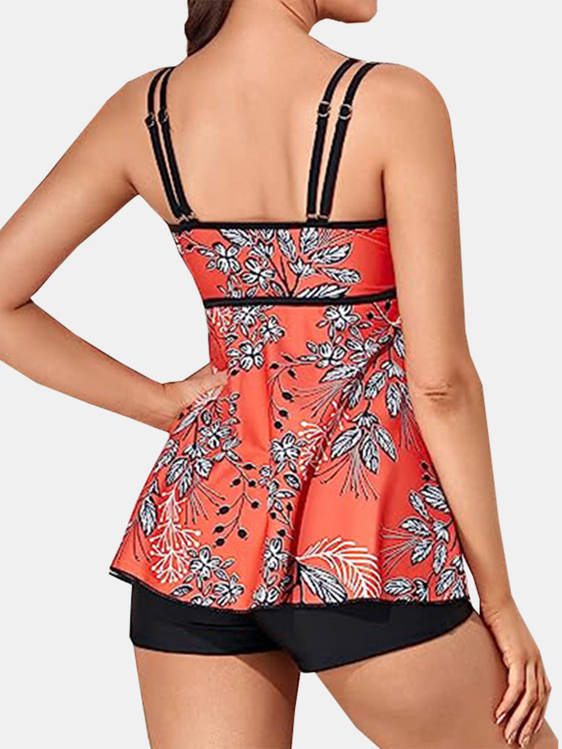 Full Size Printed Scoop Neck Two-Piece Swim Set