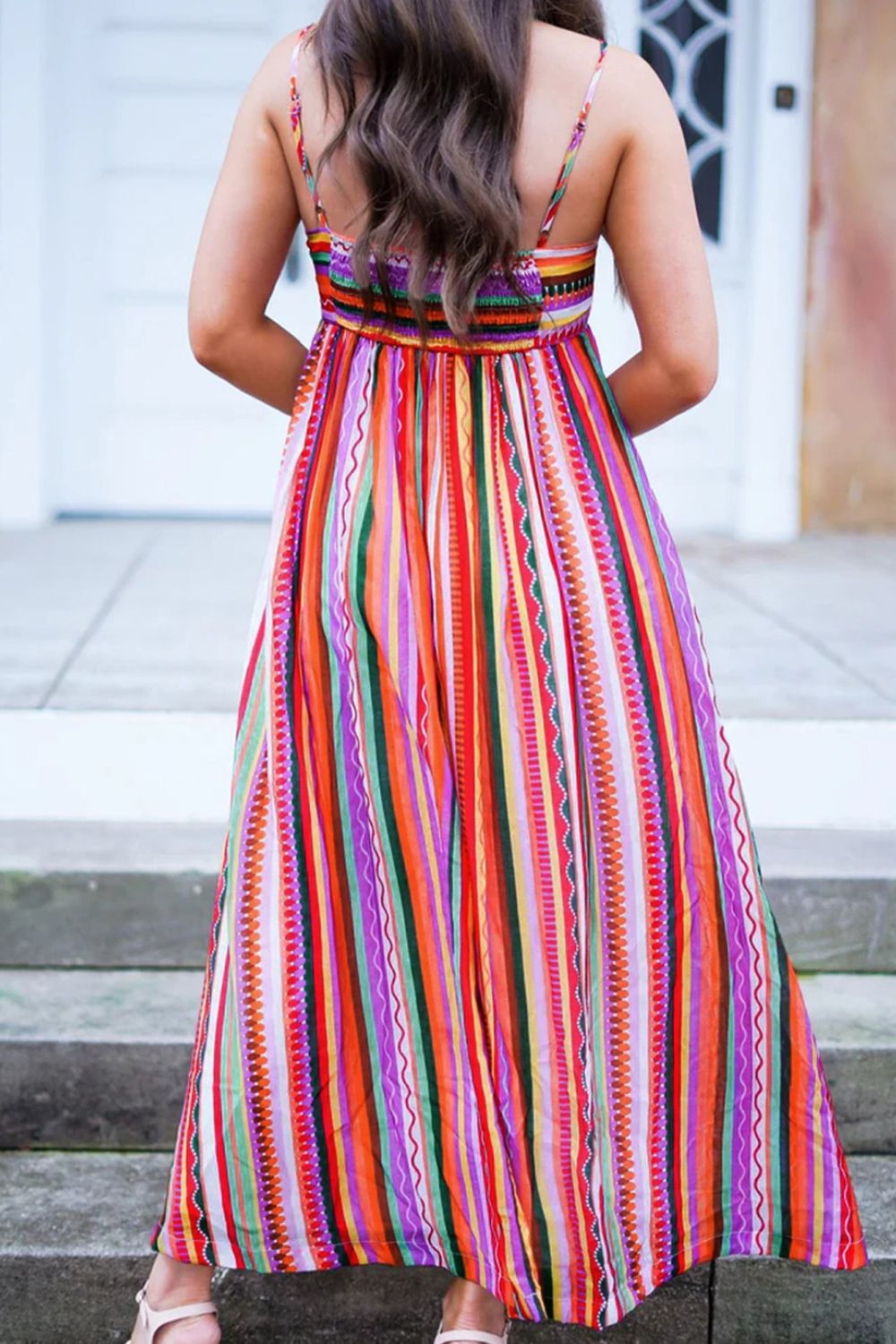 Striped Square Neck Cami Maxi Dress