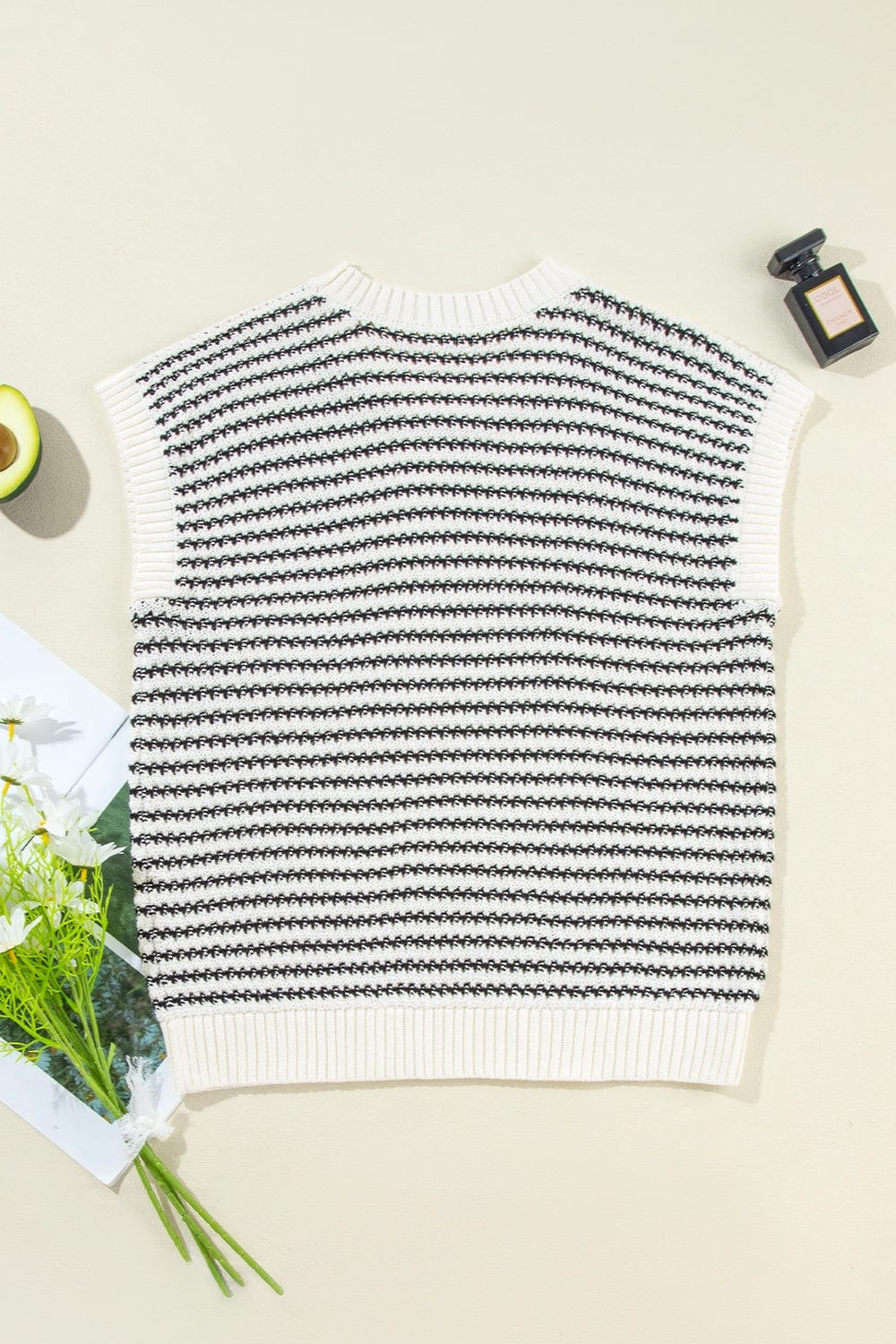 Full Size Striped Round Neck Sweater Vest