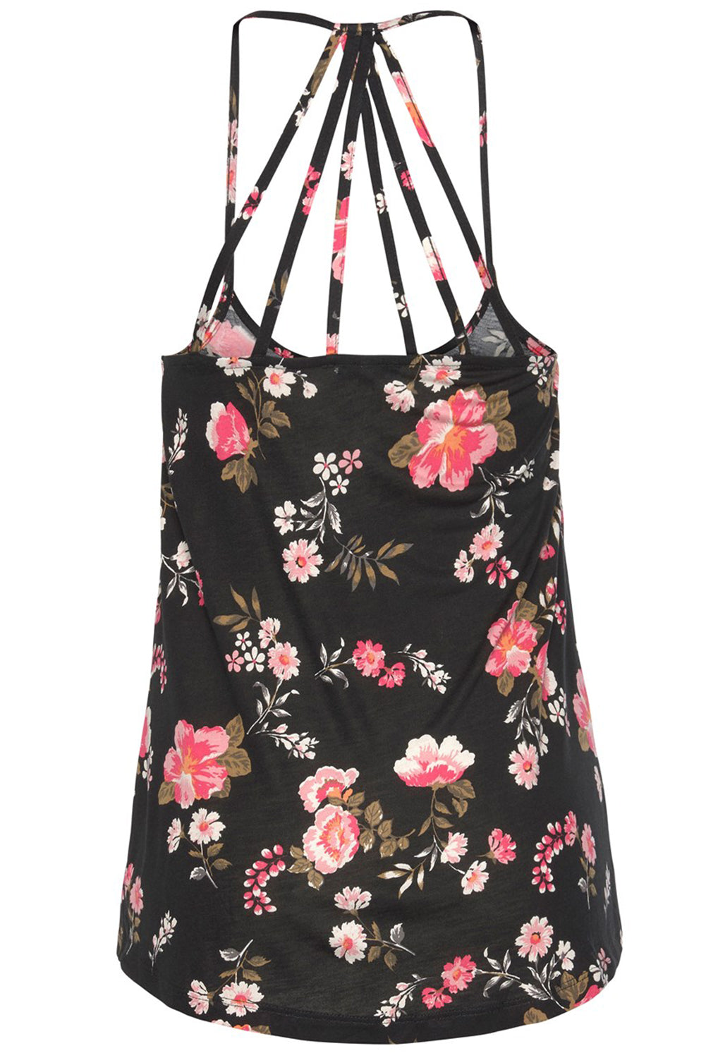 Floral Spaghetti Strap Black Cami