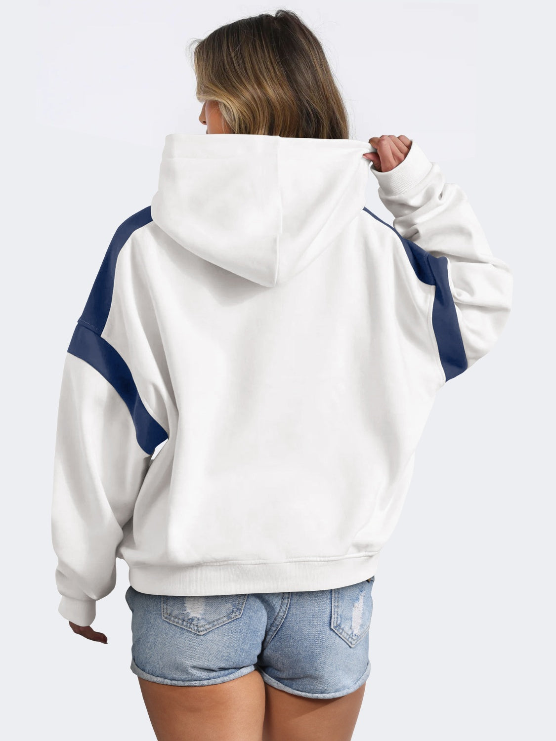 Contrast Dropped Shoulder Long Sleeve Hoodie