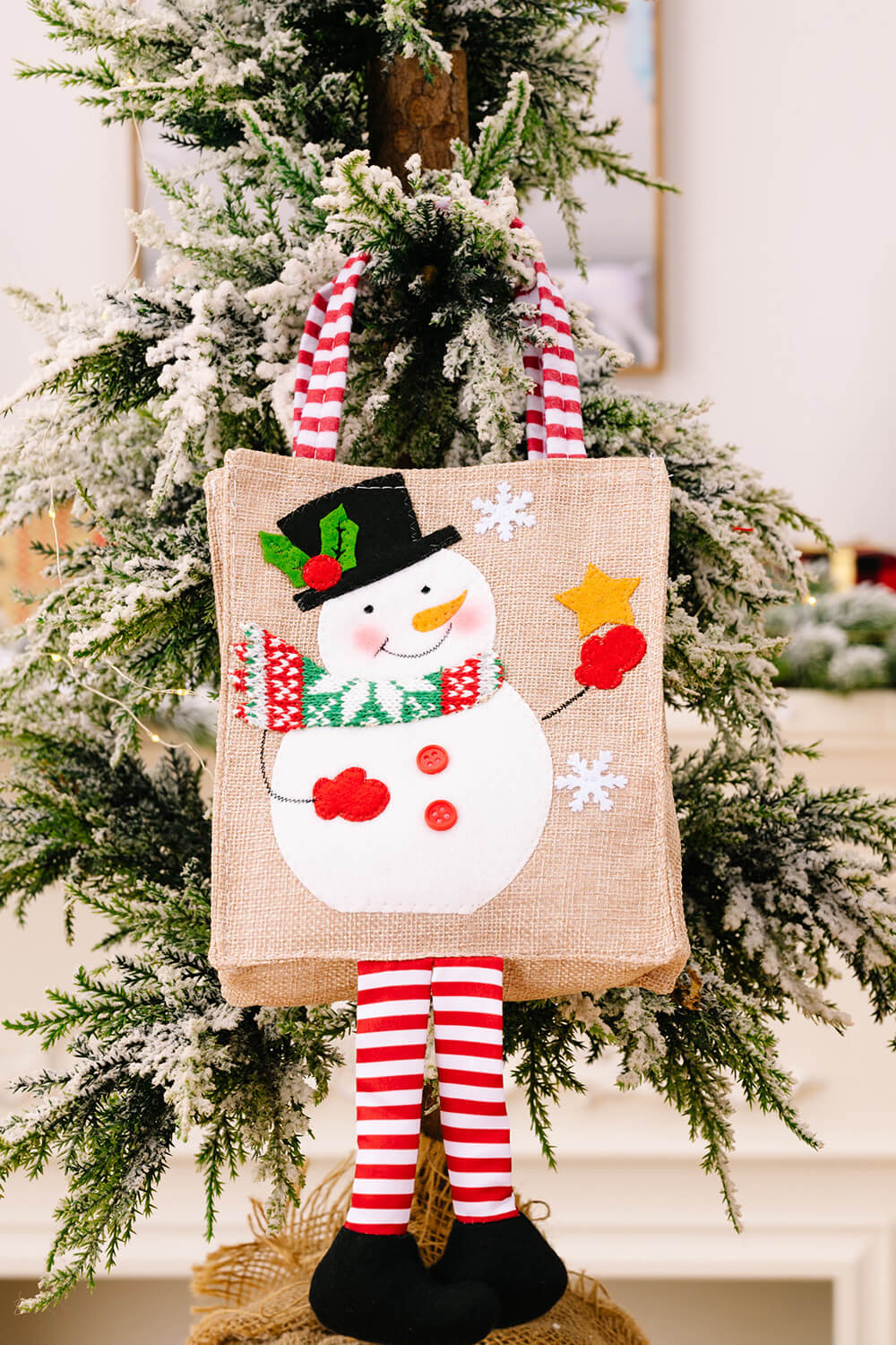 4-Pack Christmas Gnome Graphic Striped Gift Bag