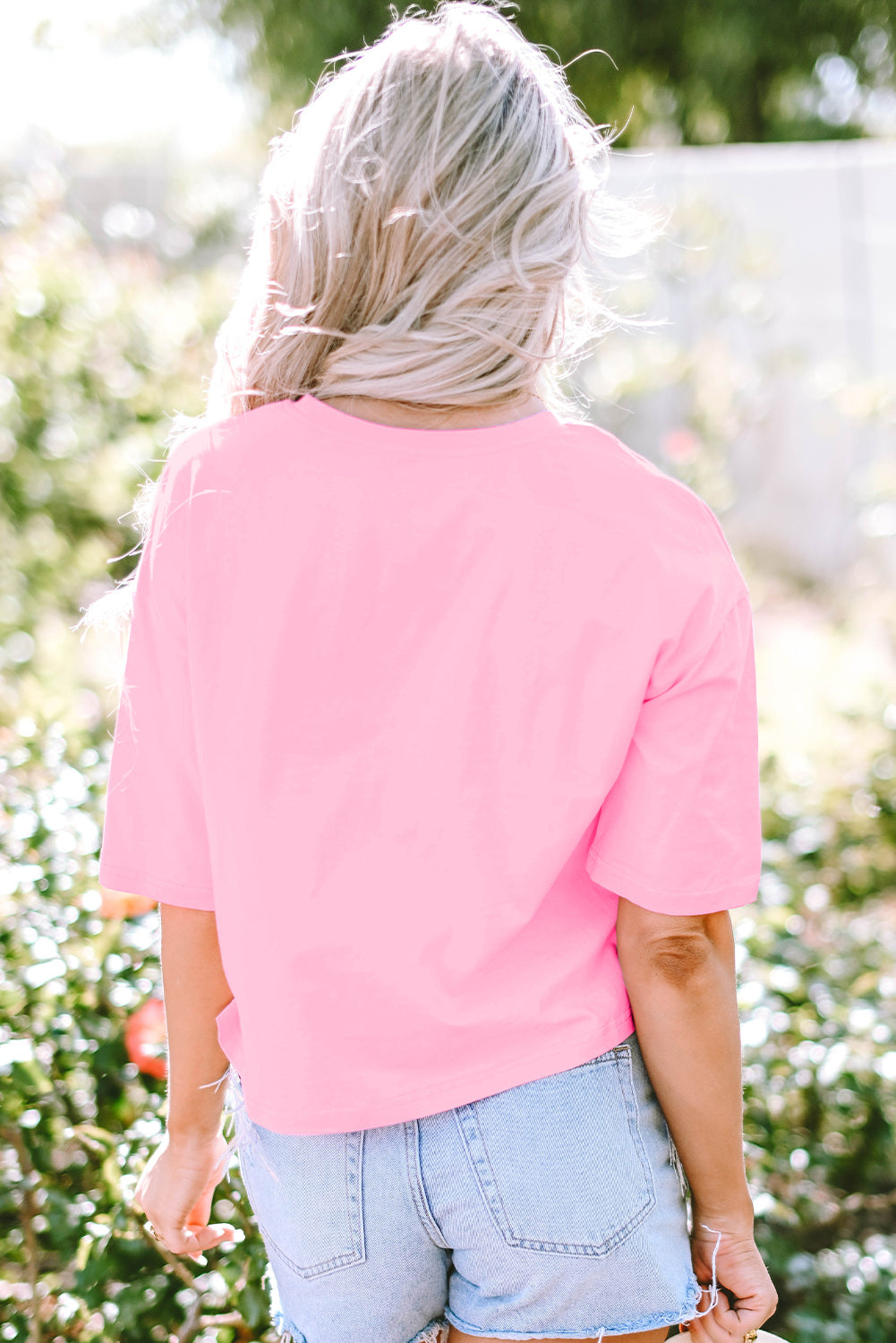 Blush Pink MAMA Sequin Fringe Round Neck T-Shirt