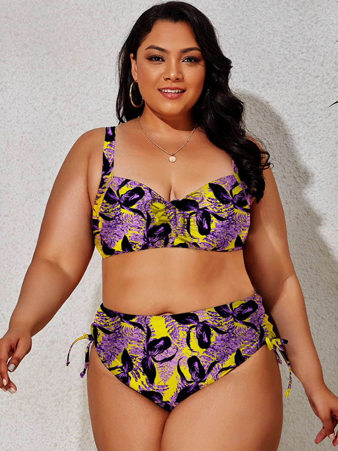 SoChic Plus Size Printed Wide Strap Two-Piece Swim Set