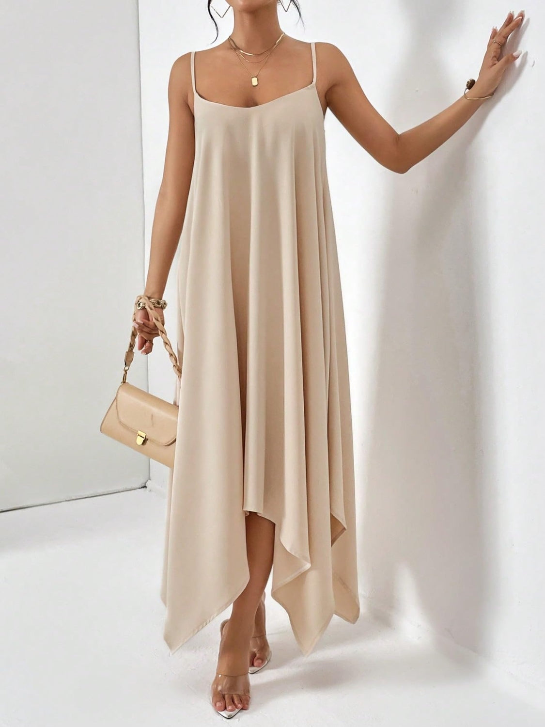 Full Size Scoop Neck Midi Cami Dress