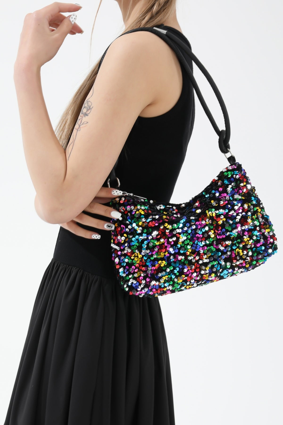 Sequin Double Strap Shoulder Bag