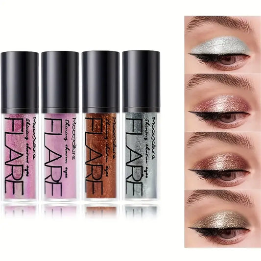 10pc/set Moc032 Liquid Eyeshadow with Glitter Long-lasting, Multicolor Smudge-Proof and Fade-Proof