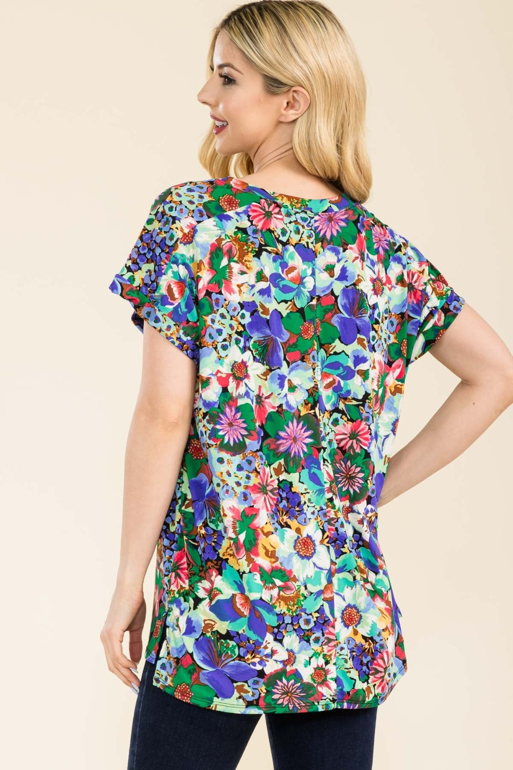 Celeste Full Size Round Neck Short Sleeve Floral T-Shirt