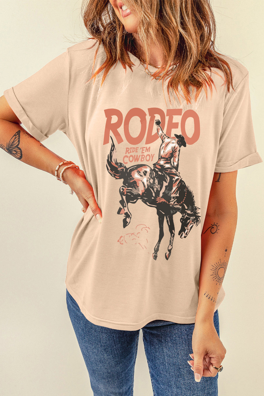 Full Size Cowboy Graphic Round Neck Short Sleeve T-Shirt