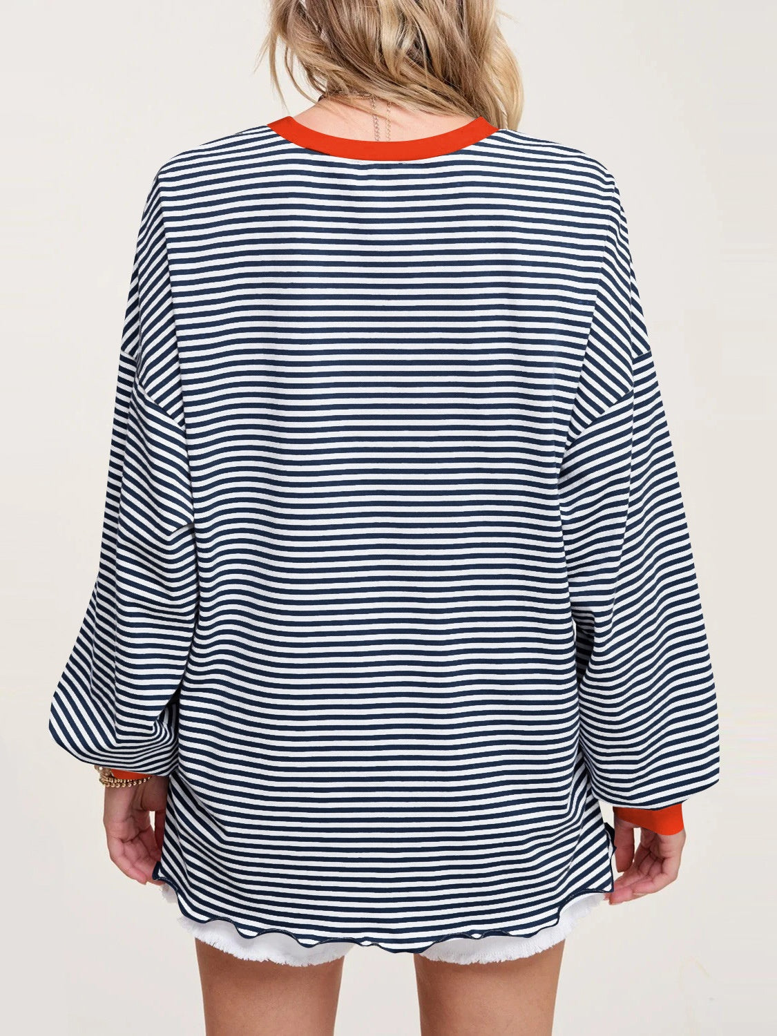 Contrast Striped Long Sleeve Sweatshirt