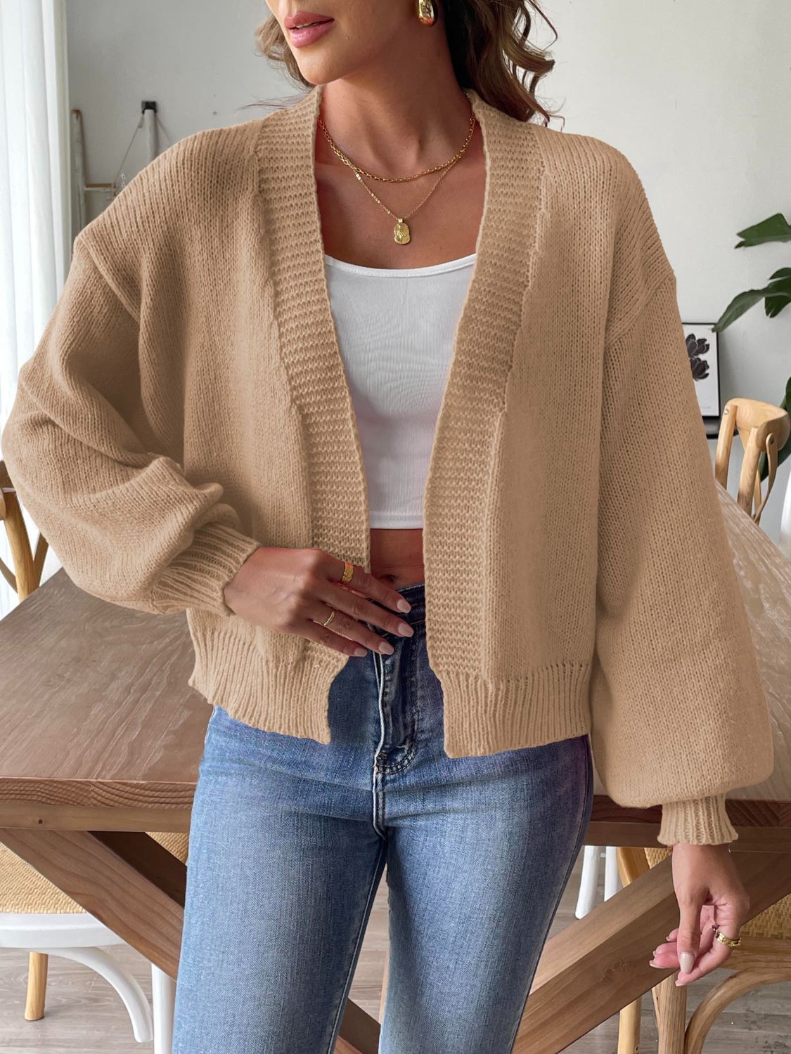 Open Front Long Sleeve Cardigan