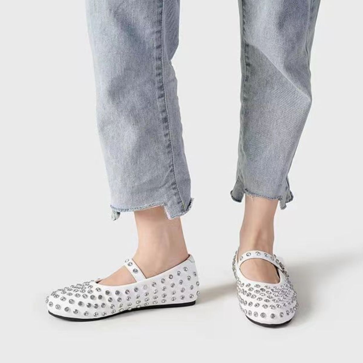 Heavenly PU Leather Studded Flat Loafers