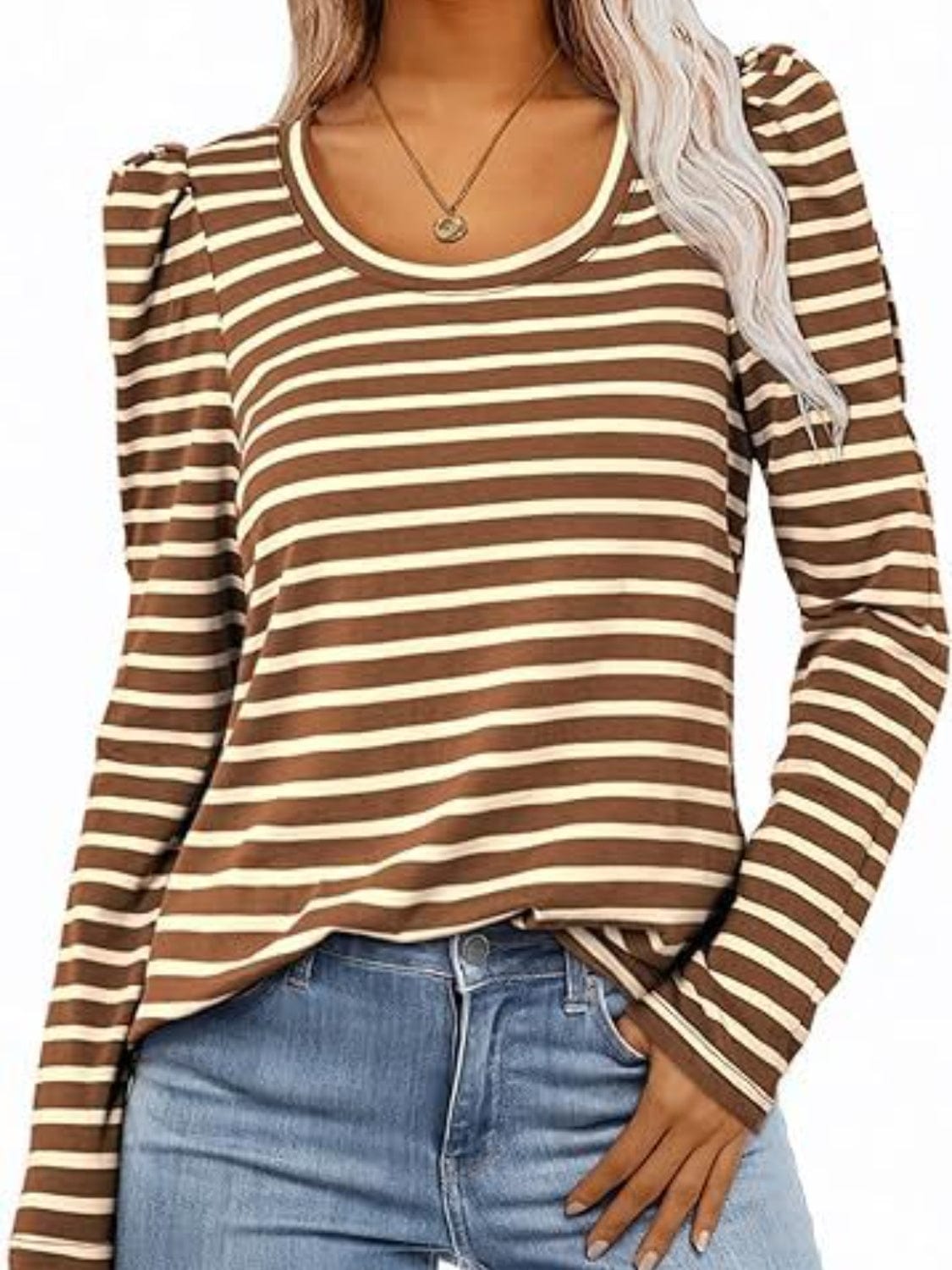 Full Size Striped Round Neck Long Sleeve T-Shirt