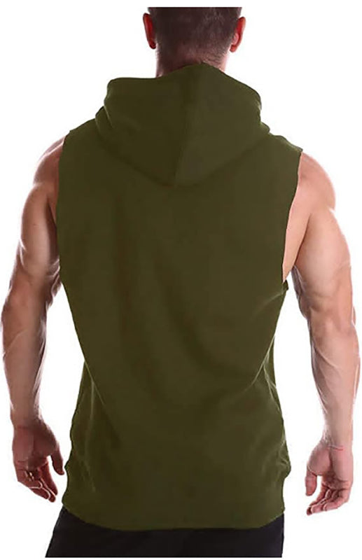 Men's Full Size Pullover Hooded Casual Sleeveless Tank Top