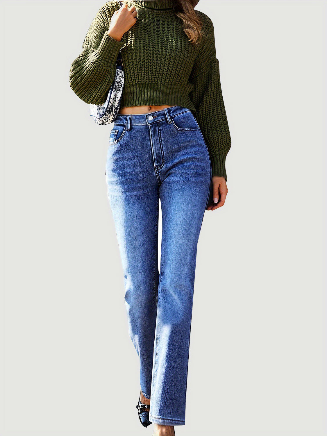 Straight Leg Jeans with Pockets