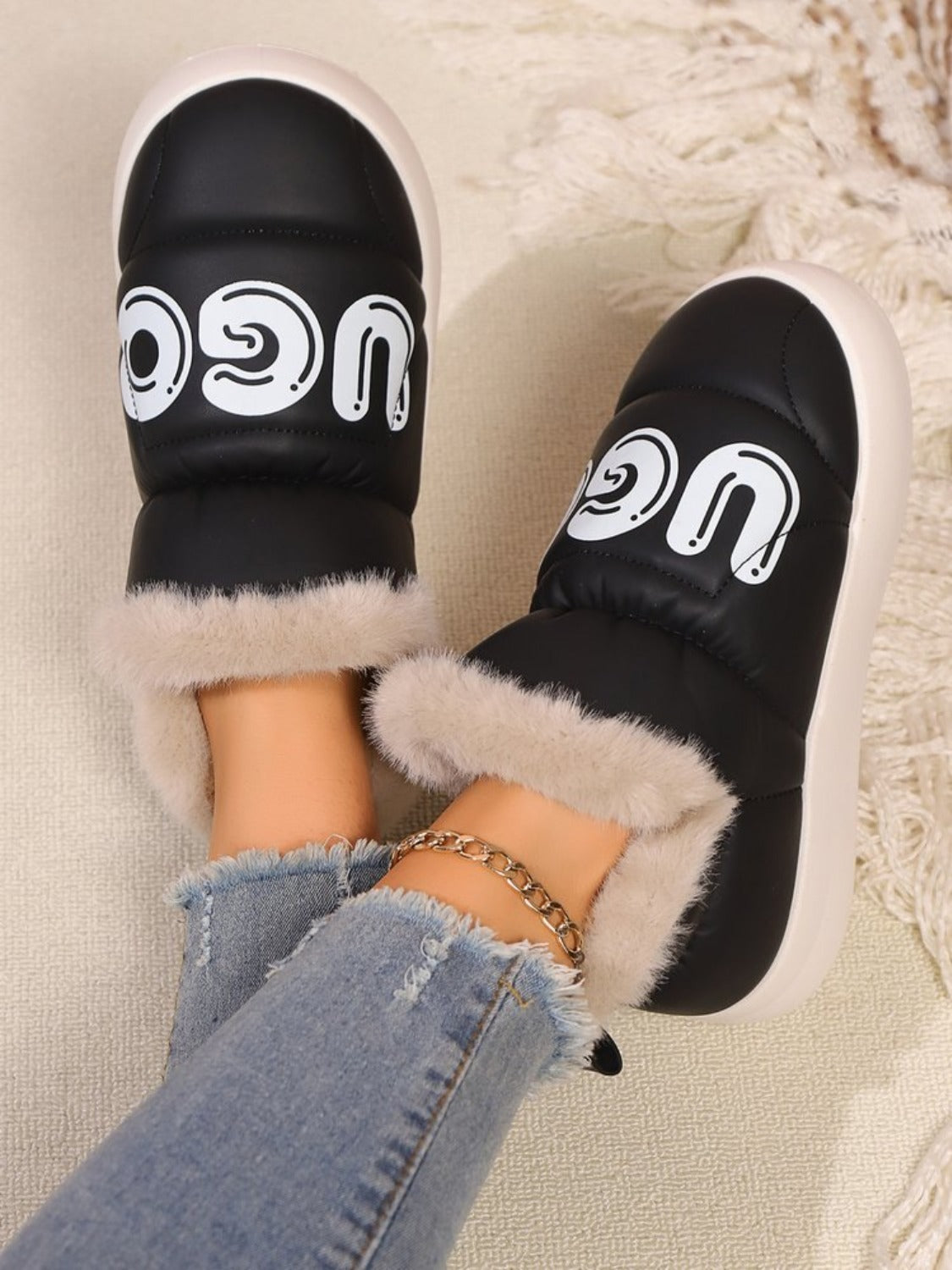 Letter Thermal Platform Slip-On Boots