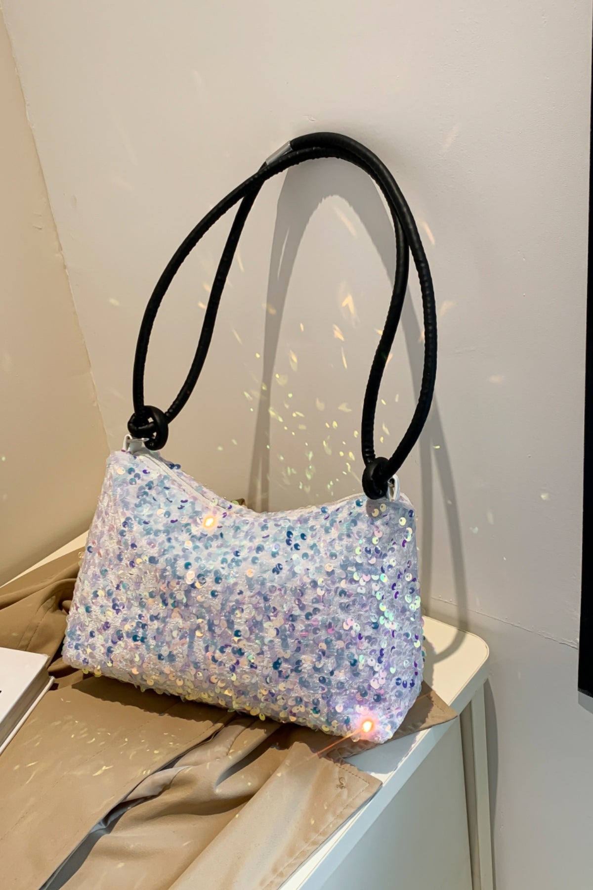 Sequin Double Strap Shoulder Bag