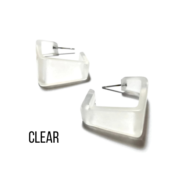 Wide Cubist Frosted Hoop Earrings